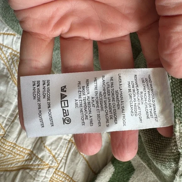 Maeve Olive and Cream Geometric Turtleneck Sweater - Picture 7 of 7